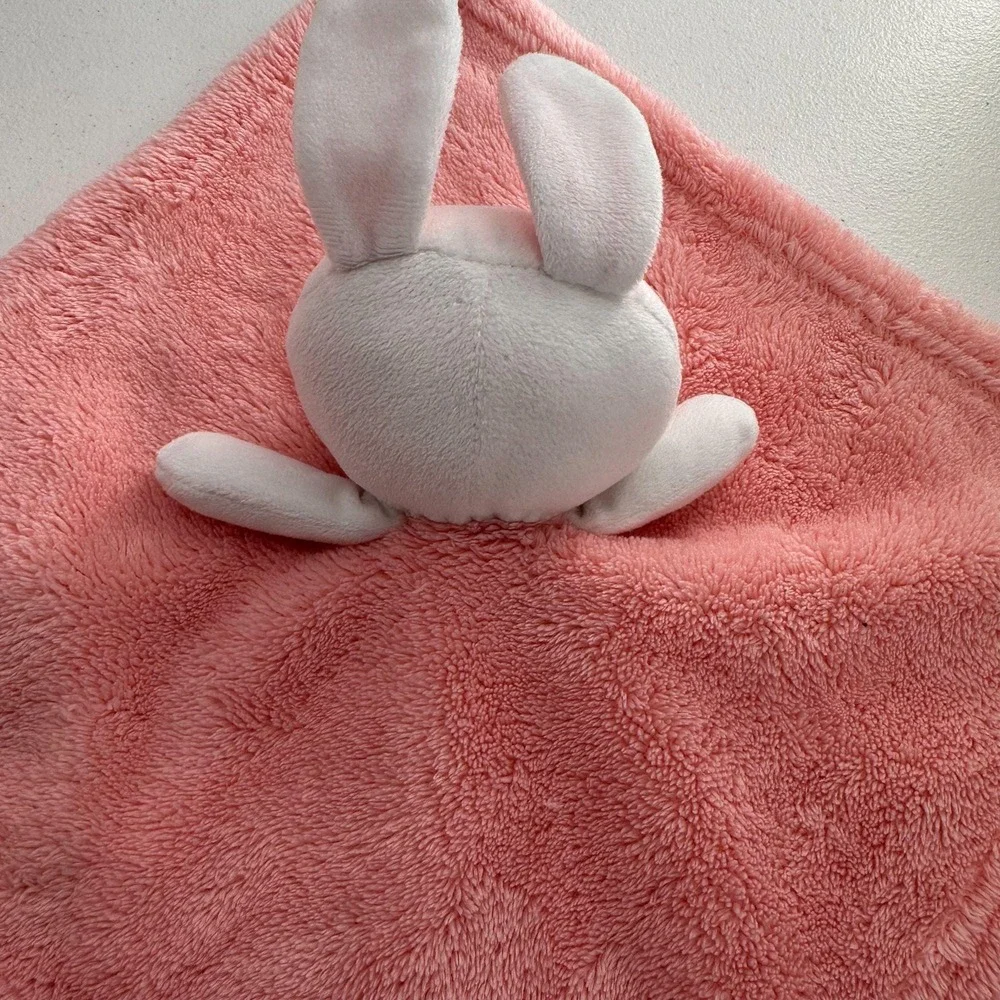 Baby Gear Pink White Bunny Plush Security Blanket 13x13 Lovey Soothing Easter‎